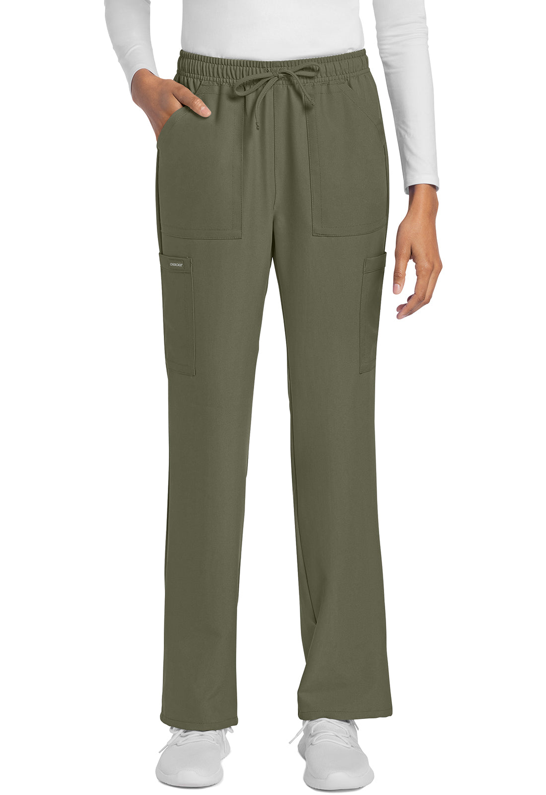 Rechte broek met middelhoge taille en elastische tailleband met trekkoord CKE272A