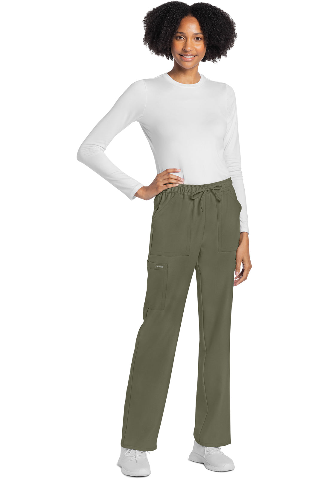 Rechte broek met middelhoge taille en elastische tailleband met trekkoord CKE272A