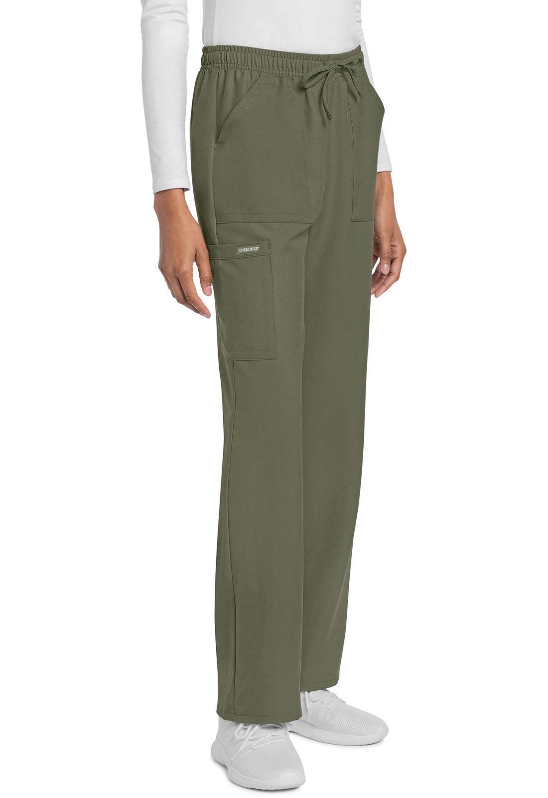 Rechte broek met middelhoge taille en elastische tailleband met trekkoord CKE272A