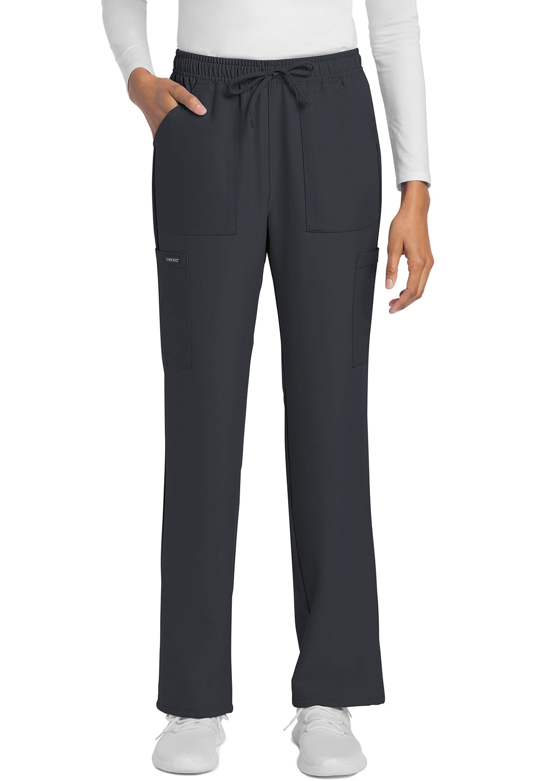 Rechte broek met middelhoge taille en elastische tailleband met trekkoord CKE272A