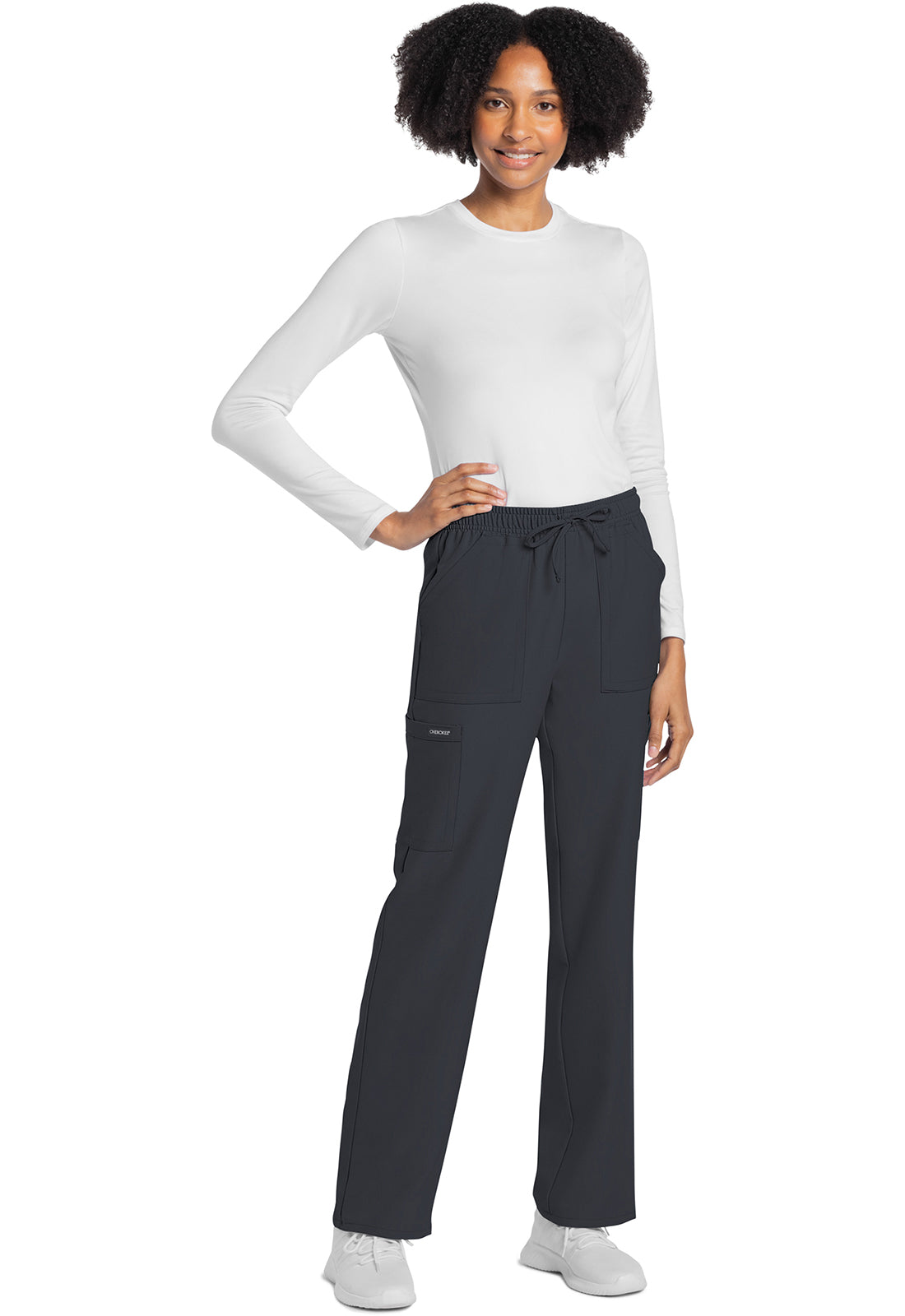 Rechte broek met middelhoge taille en elastische tailleband met trekkoord CKE272A