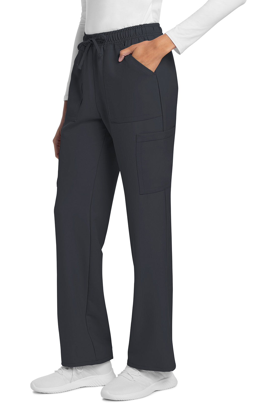 Rechte broek met middelhoge taille en elastische tailleband met trekkoord CKE272A