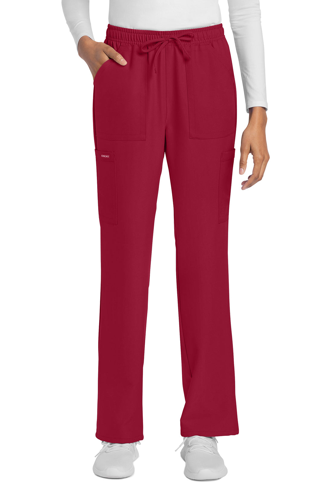 Rechte broek met middelhoge taille en elastische tailleband met trekkoord CKE272A
