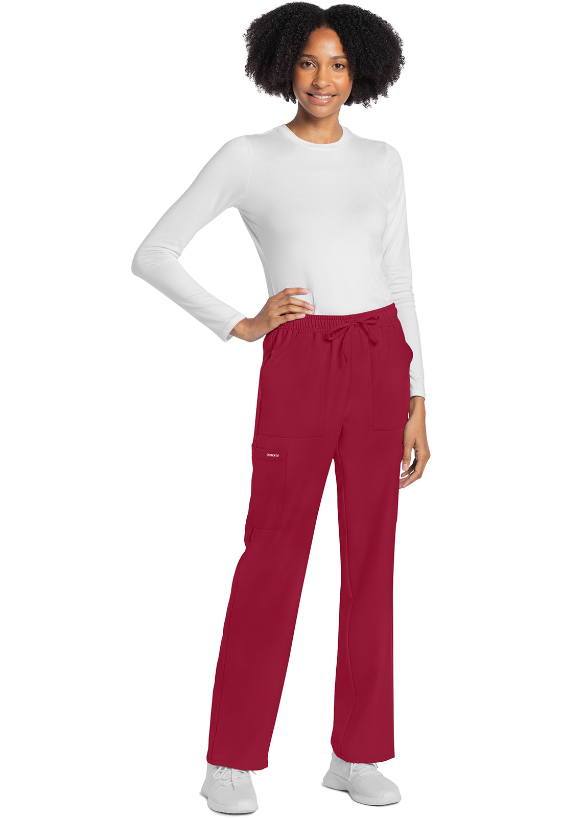 Rechte broek met middelhoge taille en elastische tailleband met trekkoord CKE272A