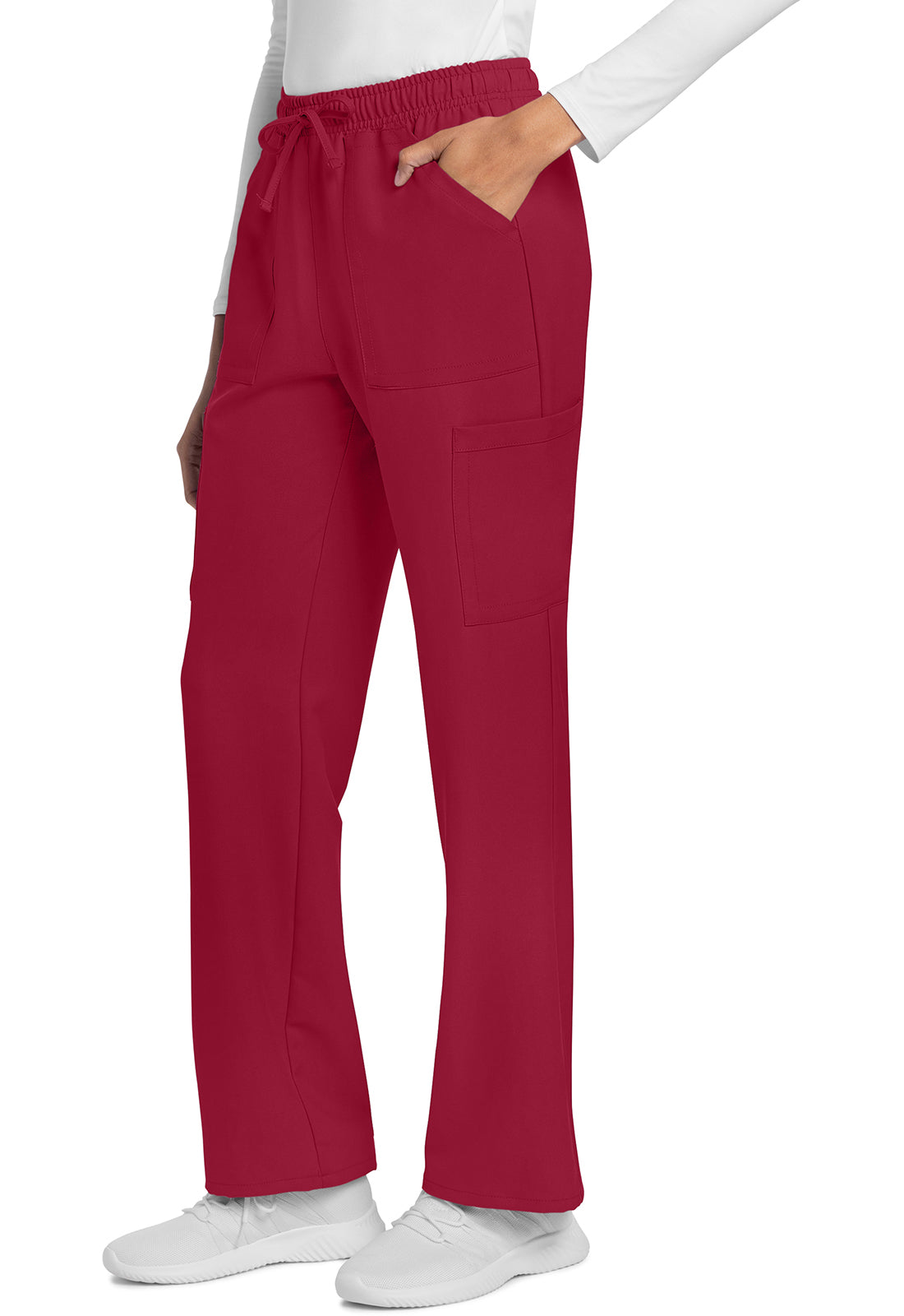 Rechte broek met middelhoge taille en elastische tailleband met trekkoord CKE272A