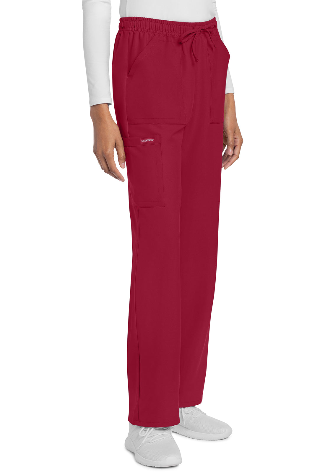 Rechte broek met middelhoge taille en elastische tailleband met trekkoord CKE272A