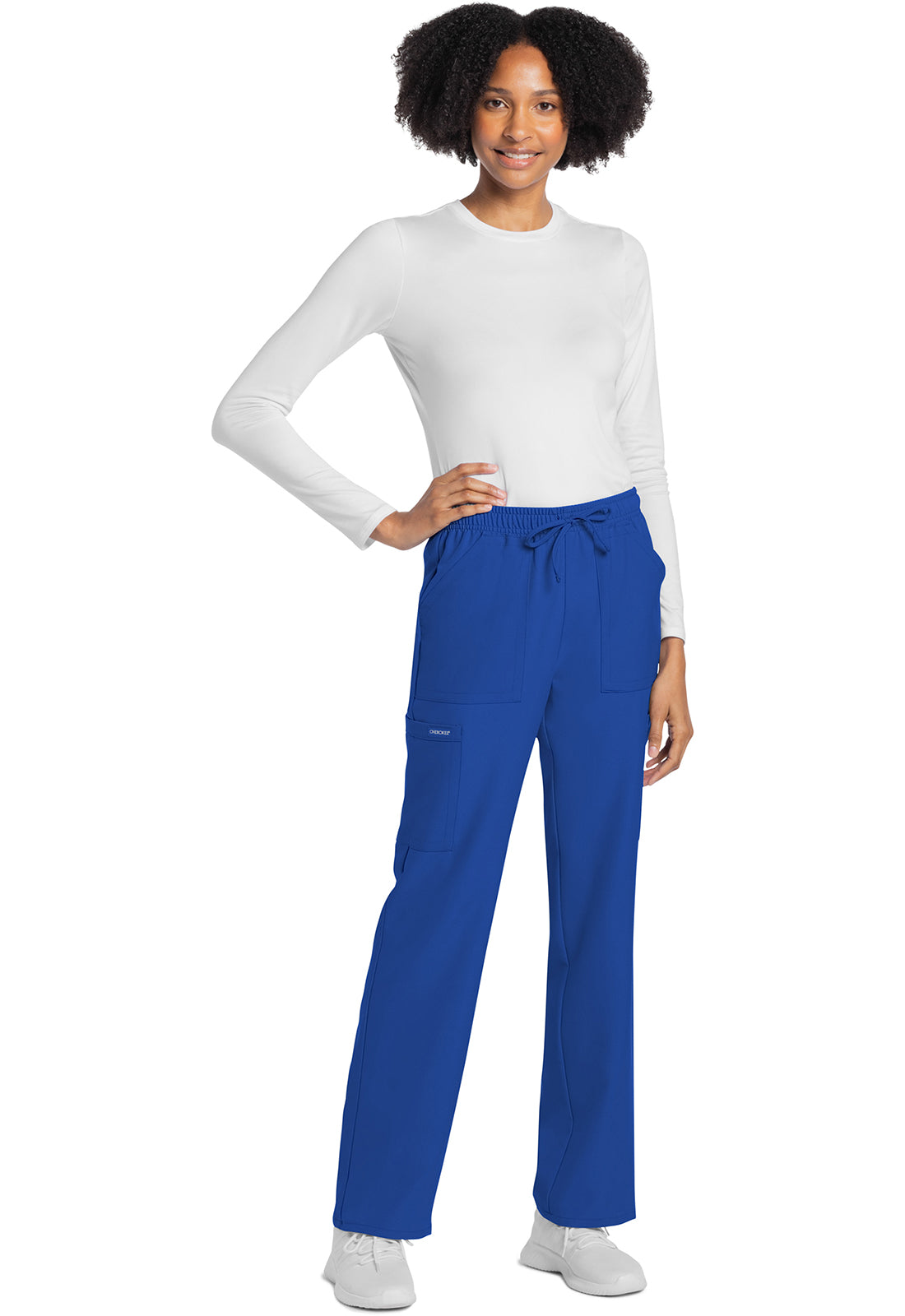 Rechte broek met middelhoge taille en elastische tailleband met trekkoord CKE272A