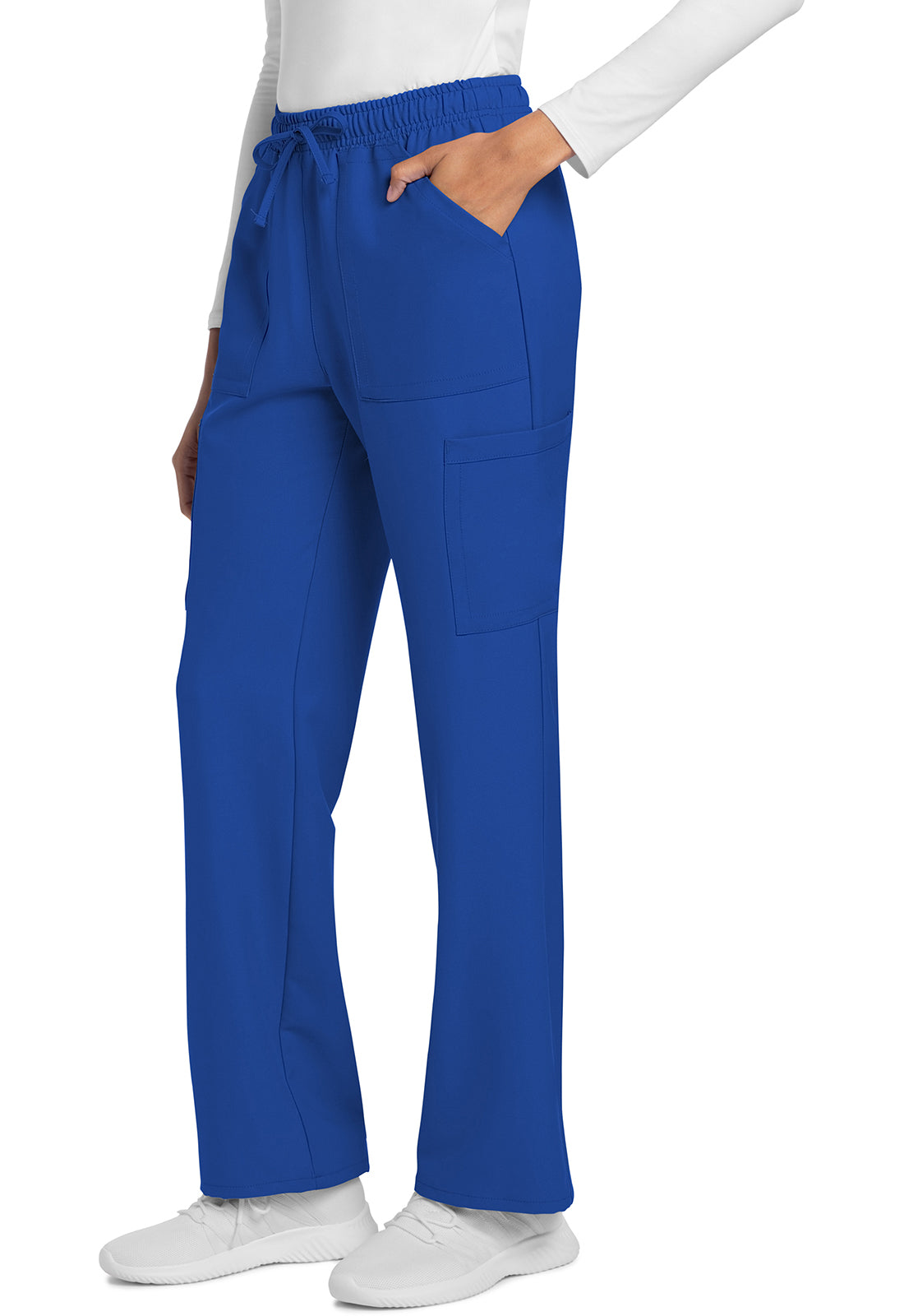 Rechte broek met middelhoge taille en elastische tailleband met trekkoord CKE272A
