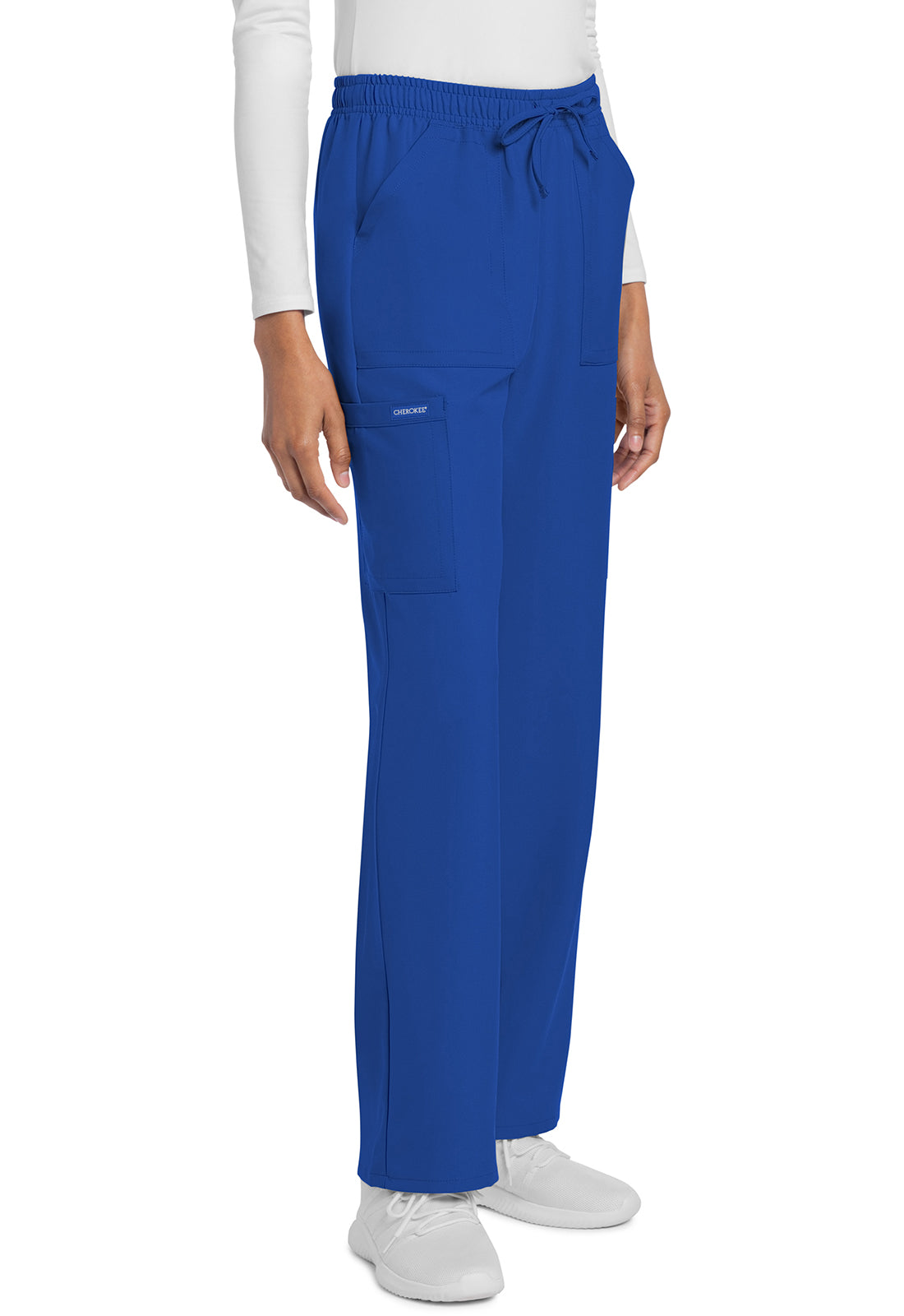 Rechte broek met middelhoge taille en elastische tailleband met trekkoord CKE272A