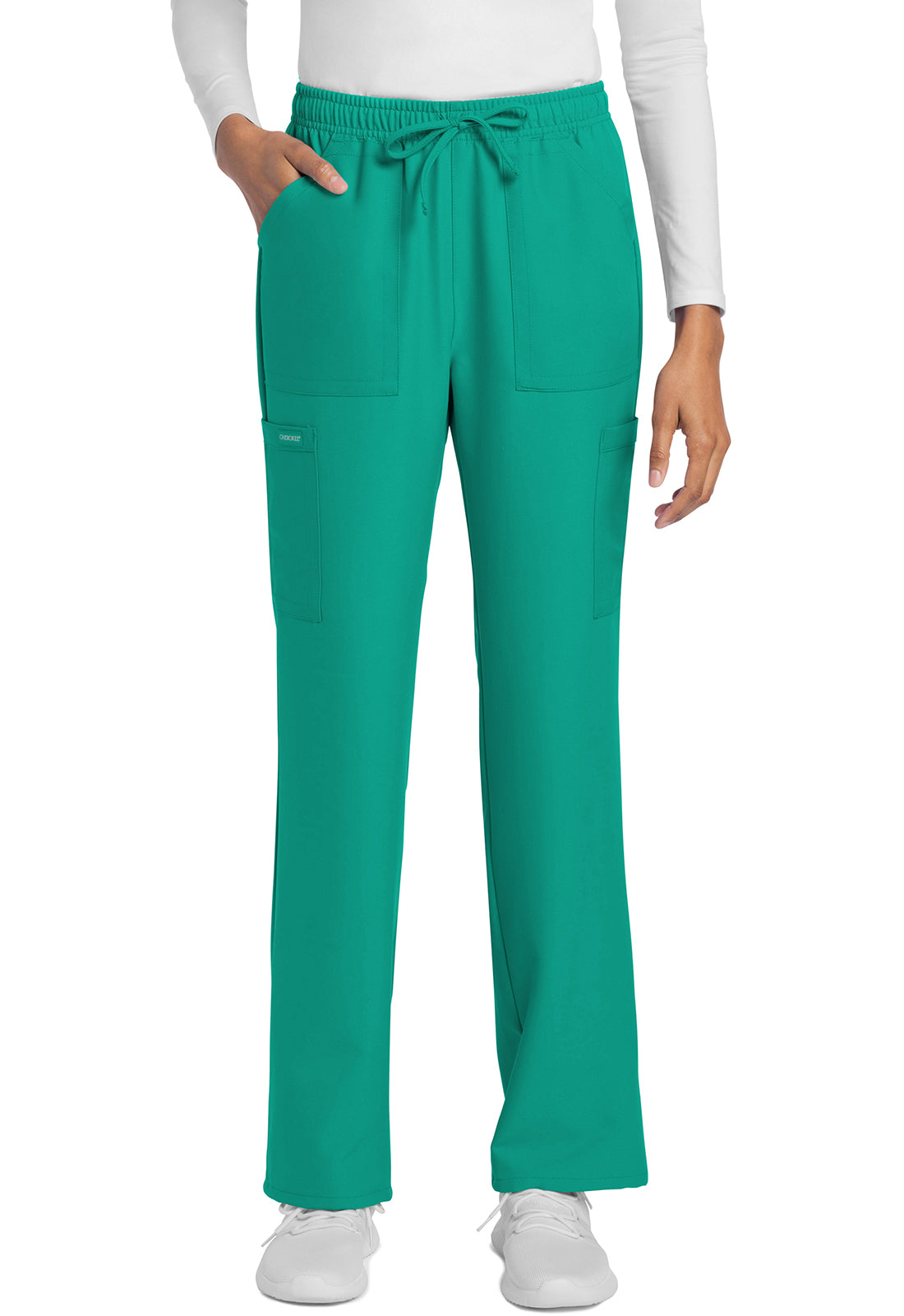 Rechte broek met middelhoge taille en elastische tailleband met trekkoord CKE272A