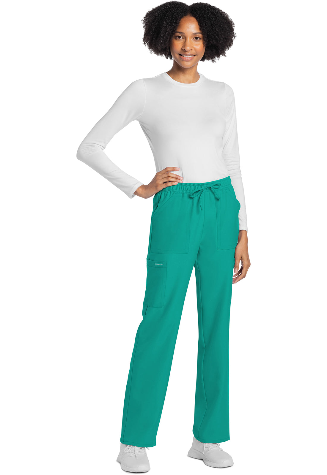 Rechte broek met middelhoge taille en elastische tailleband met trekkoord CKE272A