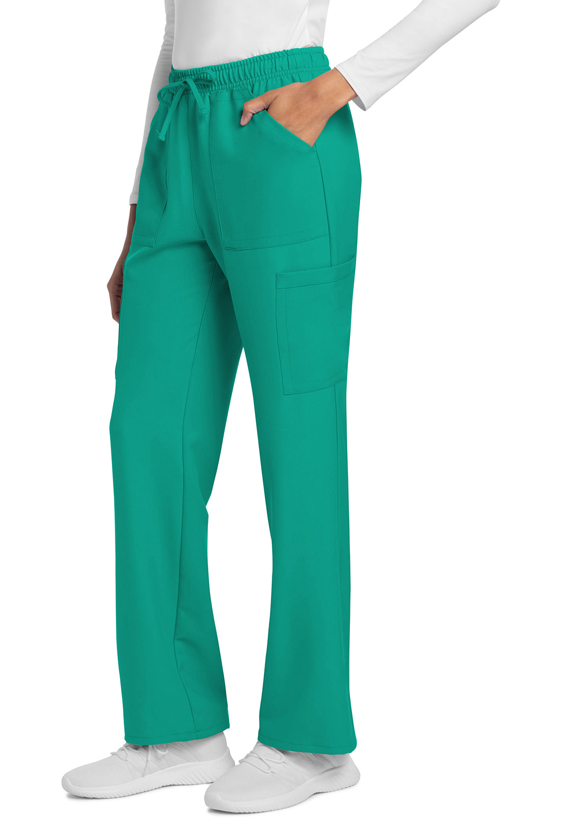 Rechte broek met middelhoge taille en elastische tailleband met trekkoord CKE272A