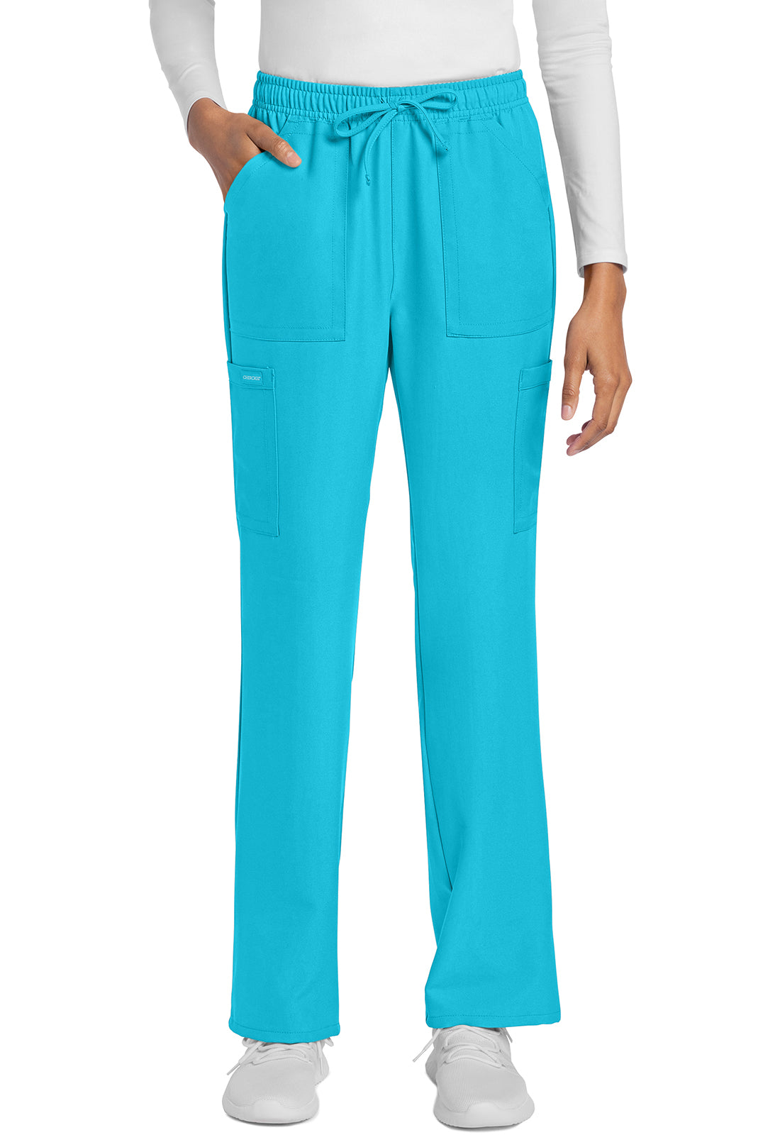 Rechte broek met middelhoge taille en elastische tailleband met trekkoord CKE272A