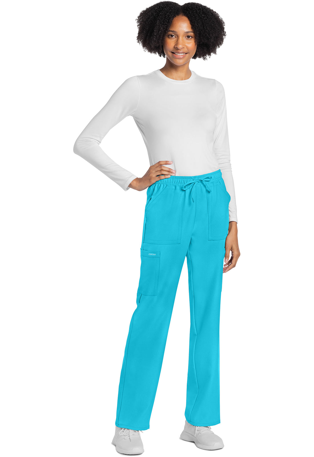 Rechte broek met middelhoge taille en elastische tailleband met trekkoord CKE272A
