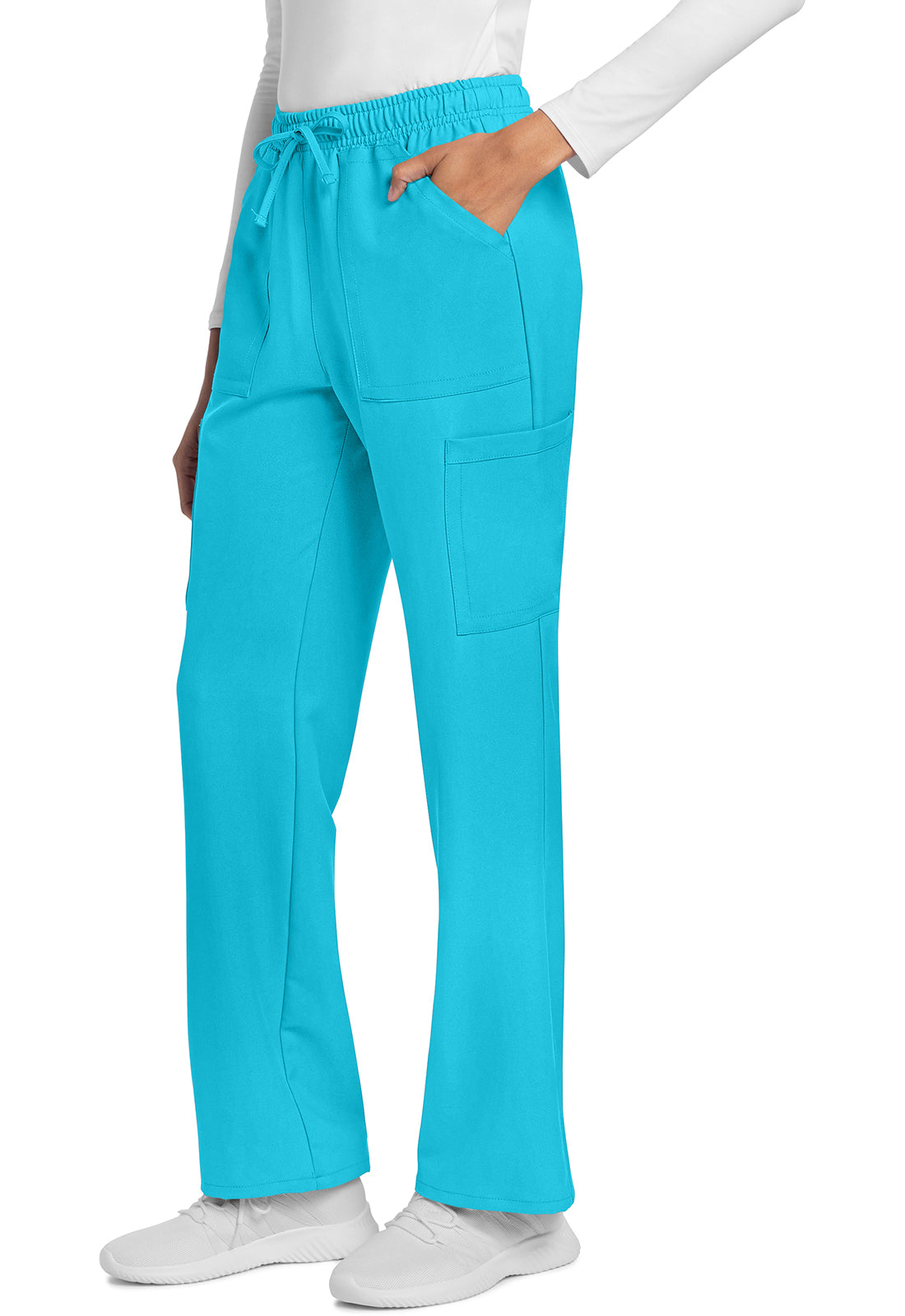 Rechte broek met middelhoge taille en elastische tailleband met trekkoord CKE272A