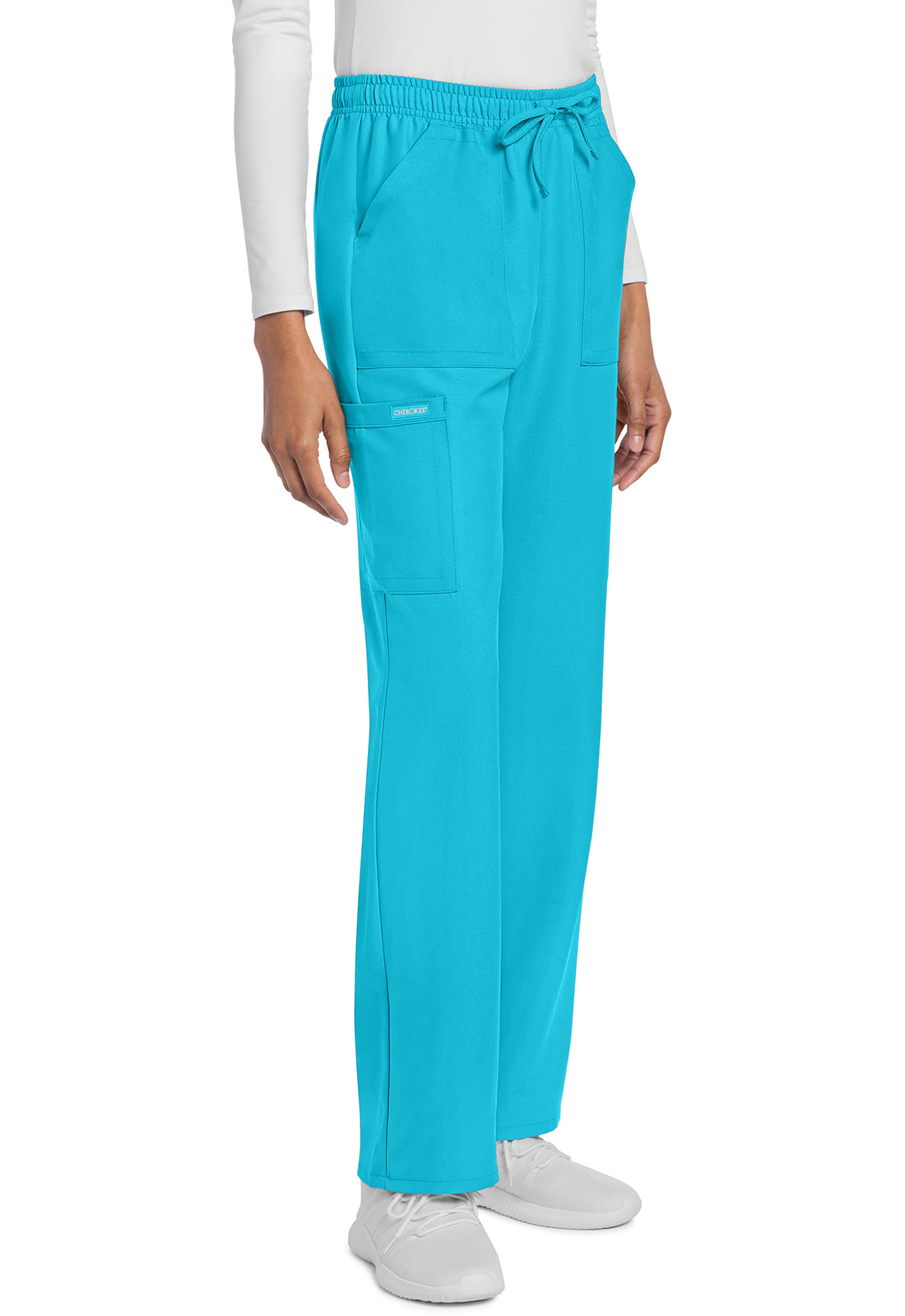 Rechte broek met middelhoge taille en elastische tailleband met trekkoord CKE272A