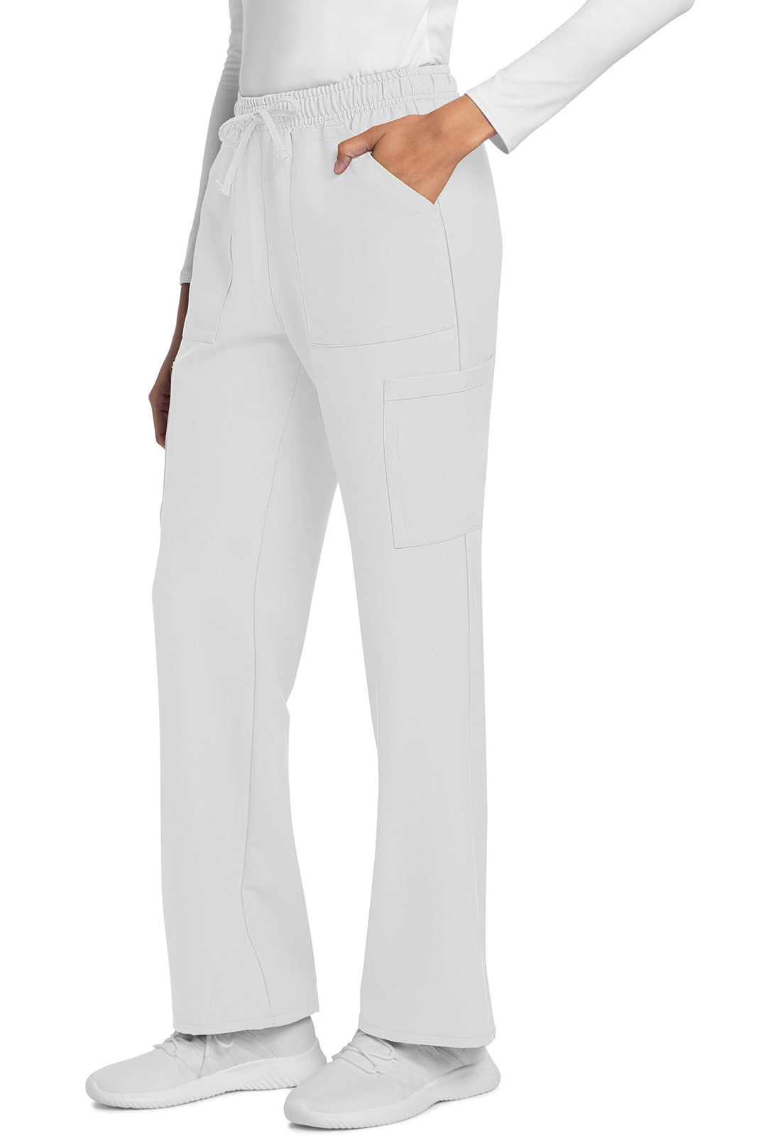 Rechte broek met middelhoge taille en elastische tailleband met trekkoord CKE272A