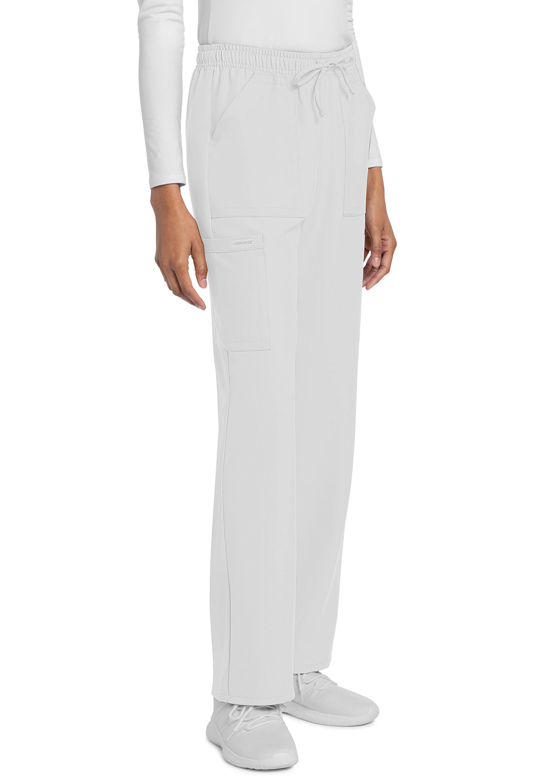 Rechte broek met middelhoge taille en elastische tailleband met trekkoord CKE272A