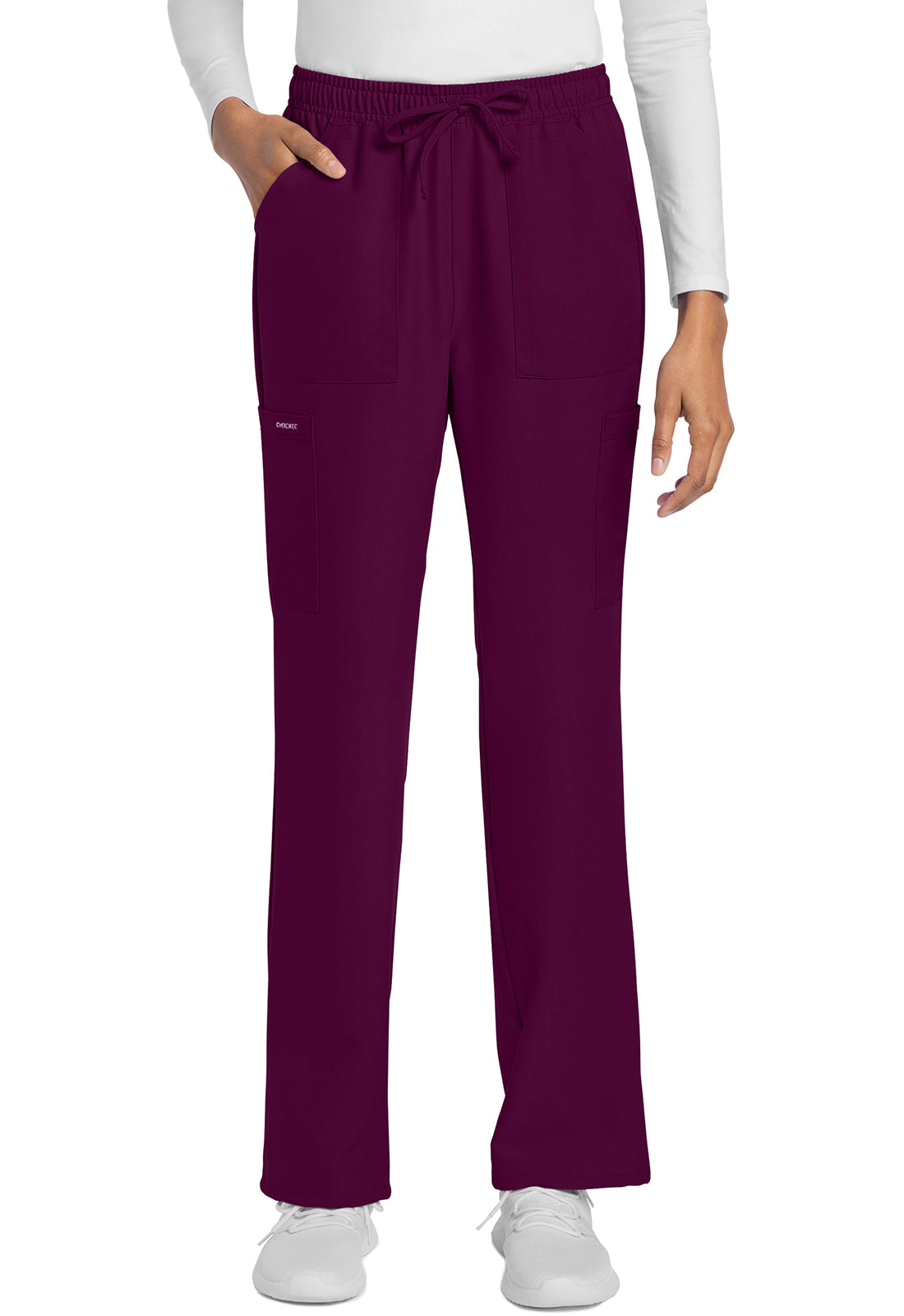 Rechte broek met middelhoge taille en elastische tailleband met trekkoord CKE272A