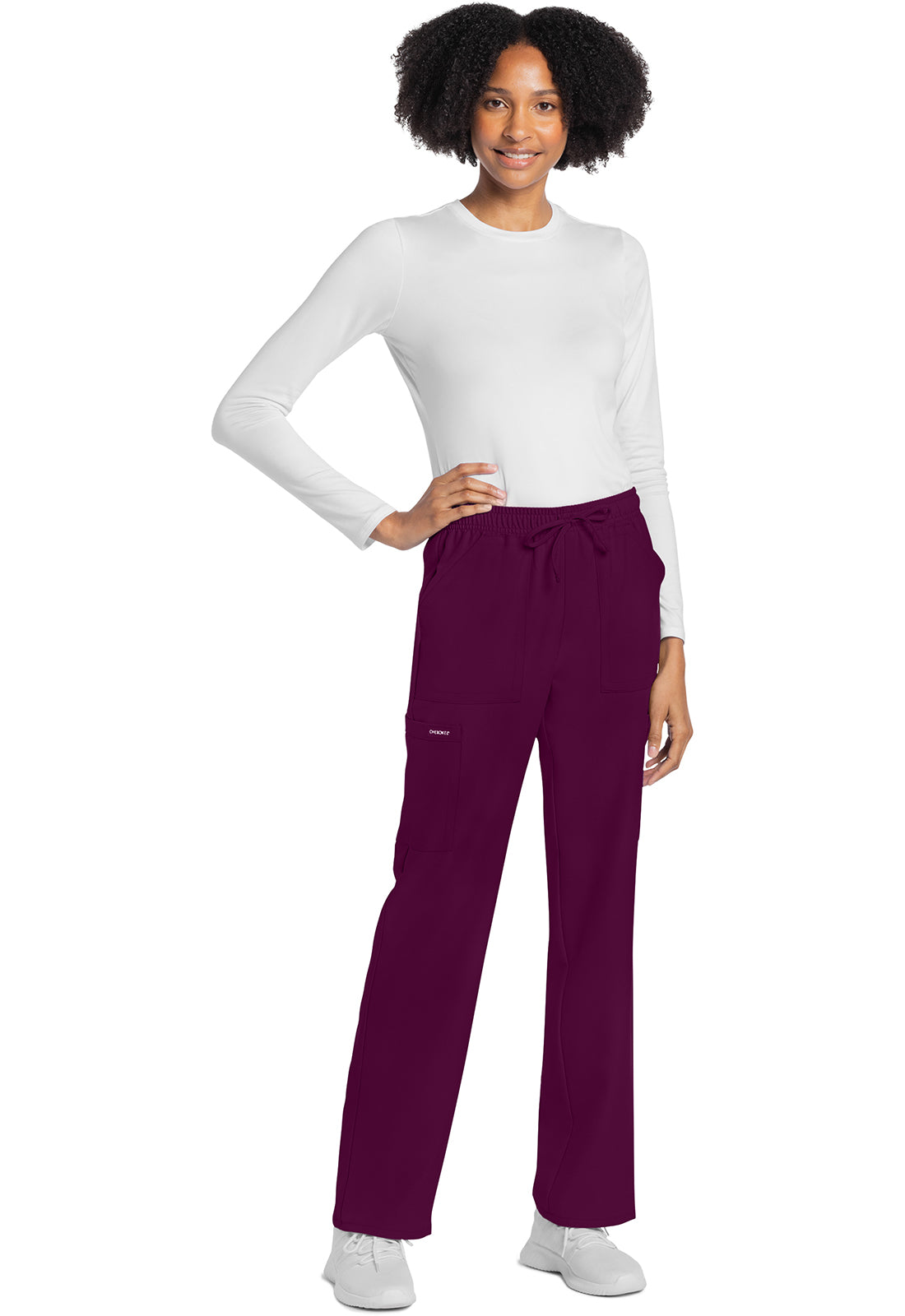 Rechte broek met middelhoge taille en elastische tailleband met trekkoord CKE272A