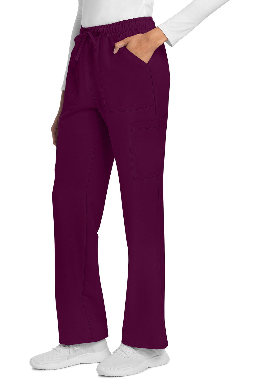 Rechte broek met middelhoge taille en elastische tailleband met trekkoord CKE272A
