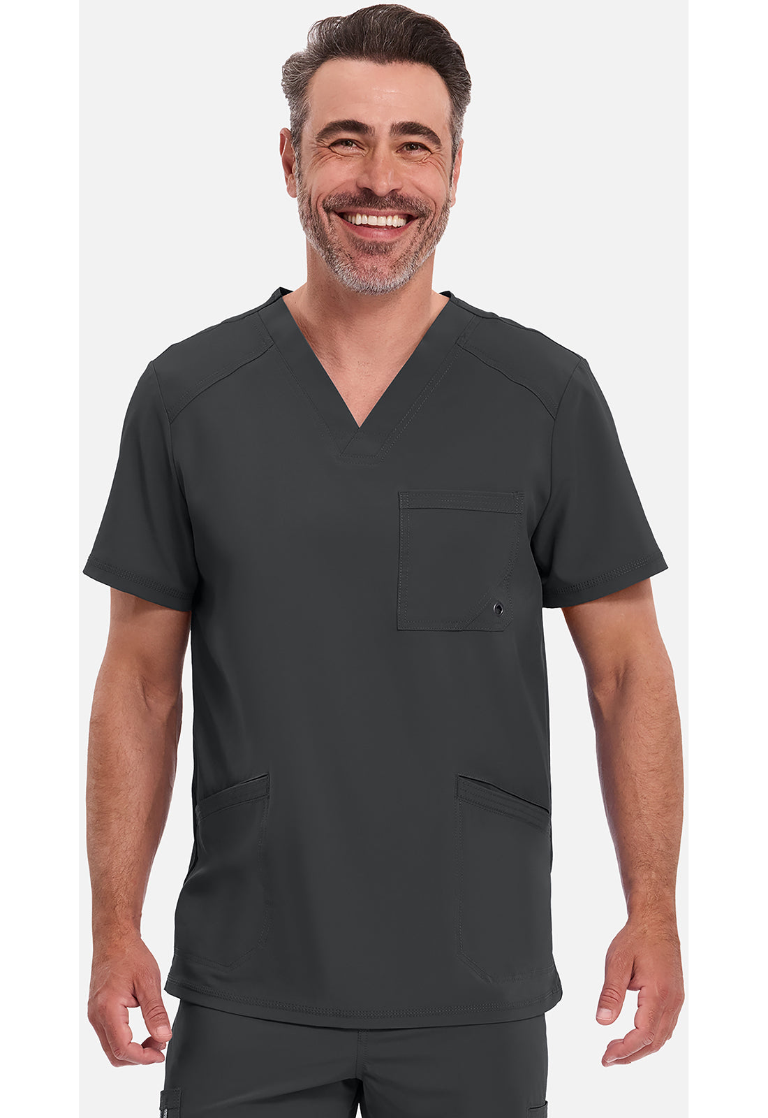 Heren T-shirt met V-hals met ribgebreide panelen en 360° stretch CKE900A