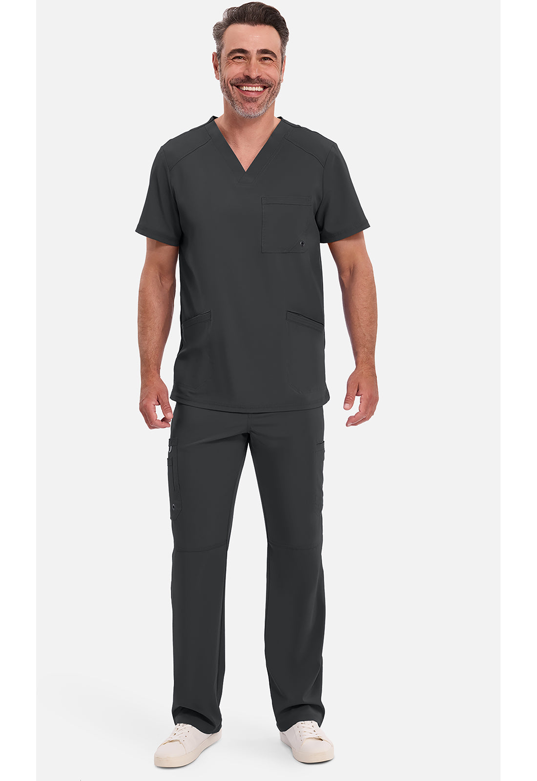 Heren T-shirt met V-hals met ribgebreide panelen en 360° stretch CKE900A