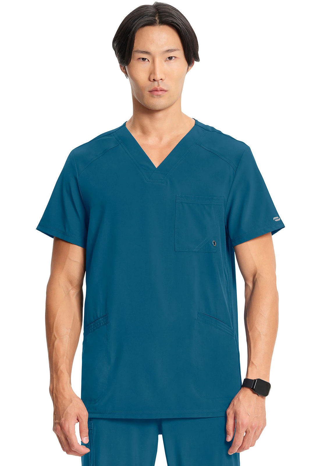 Heren T-shirt met V-hals met ribgebreide panelen en 360° stretch CKE900A