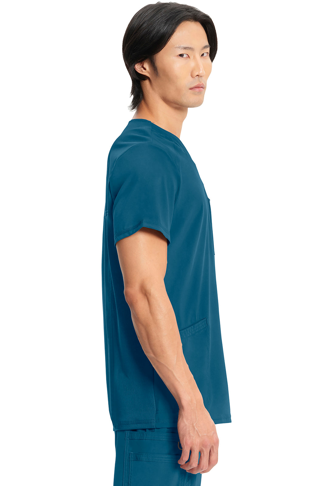 Heren T-shirt met V-hals met ribgebreide panelen en 360° stretch CKE900A
