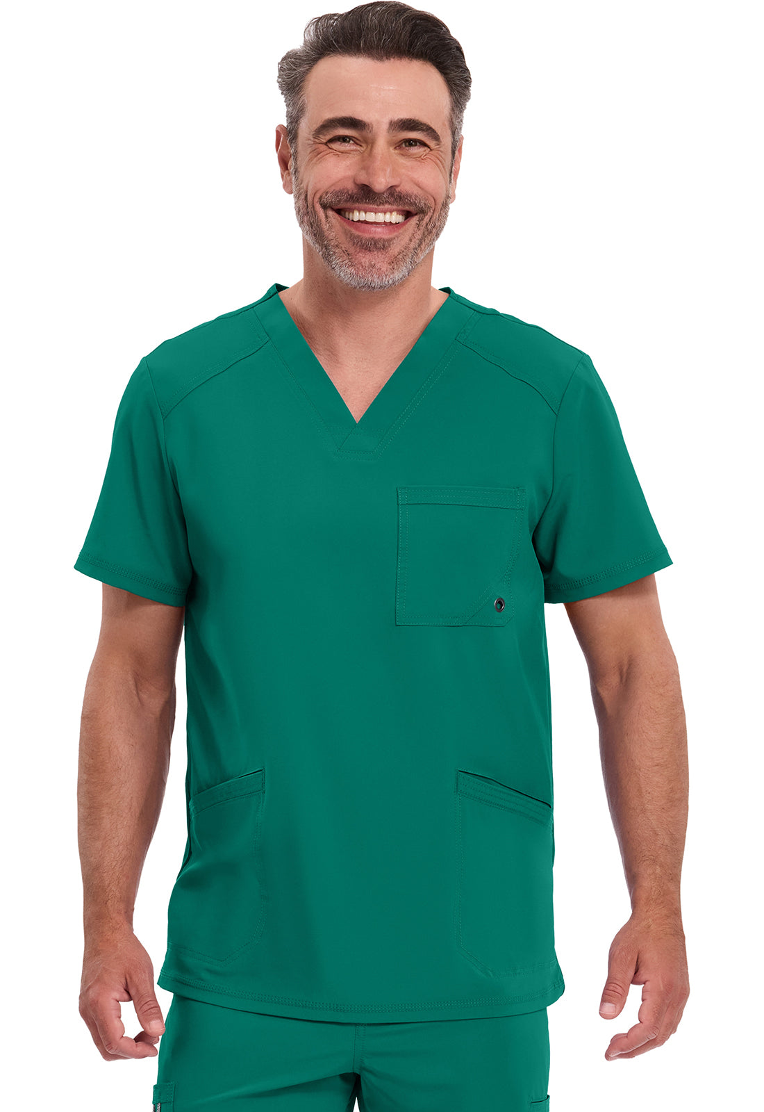 Heren T-shirt met V-hals met ribgebreide panelen en 360° stretch CKE900A