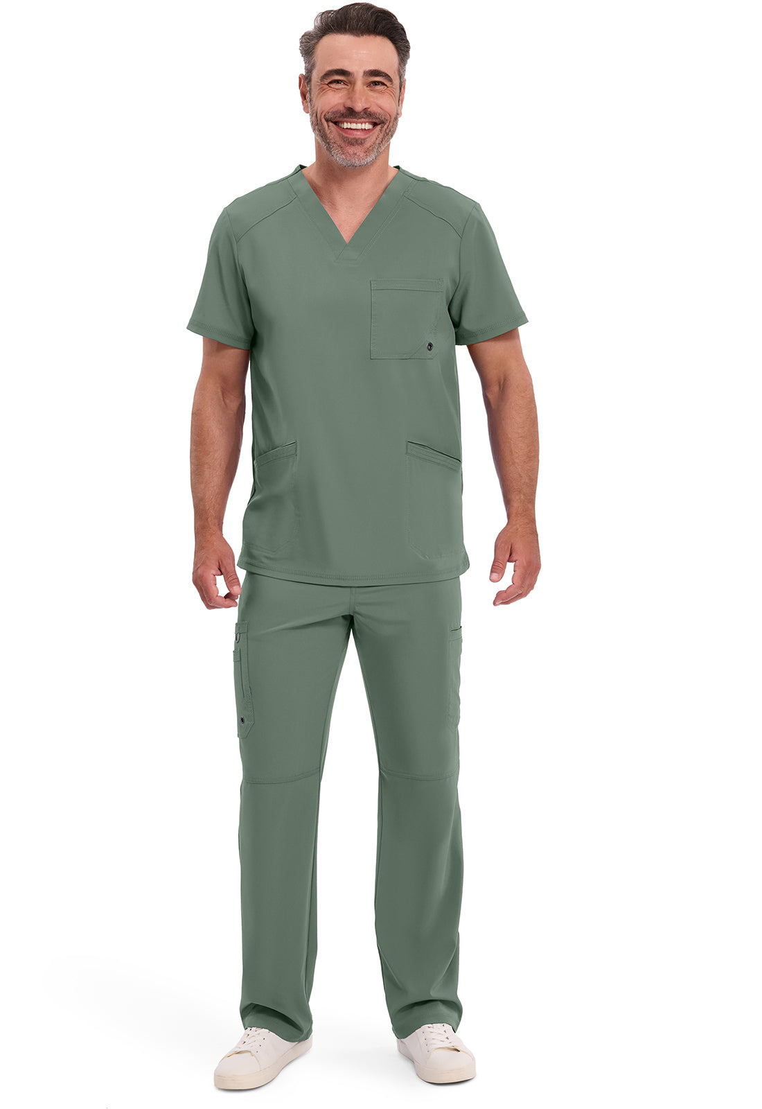Heren T-shirt met V-hals met ribgebreide panelen en 360° stretch CKE900A
