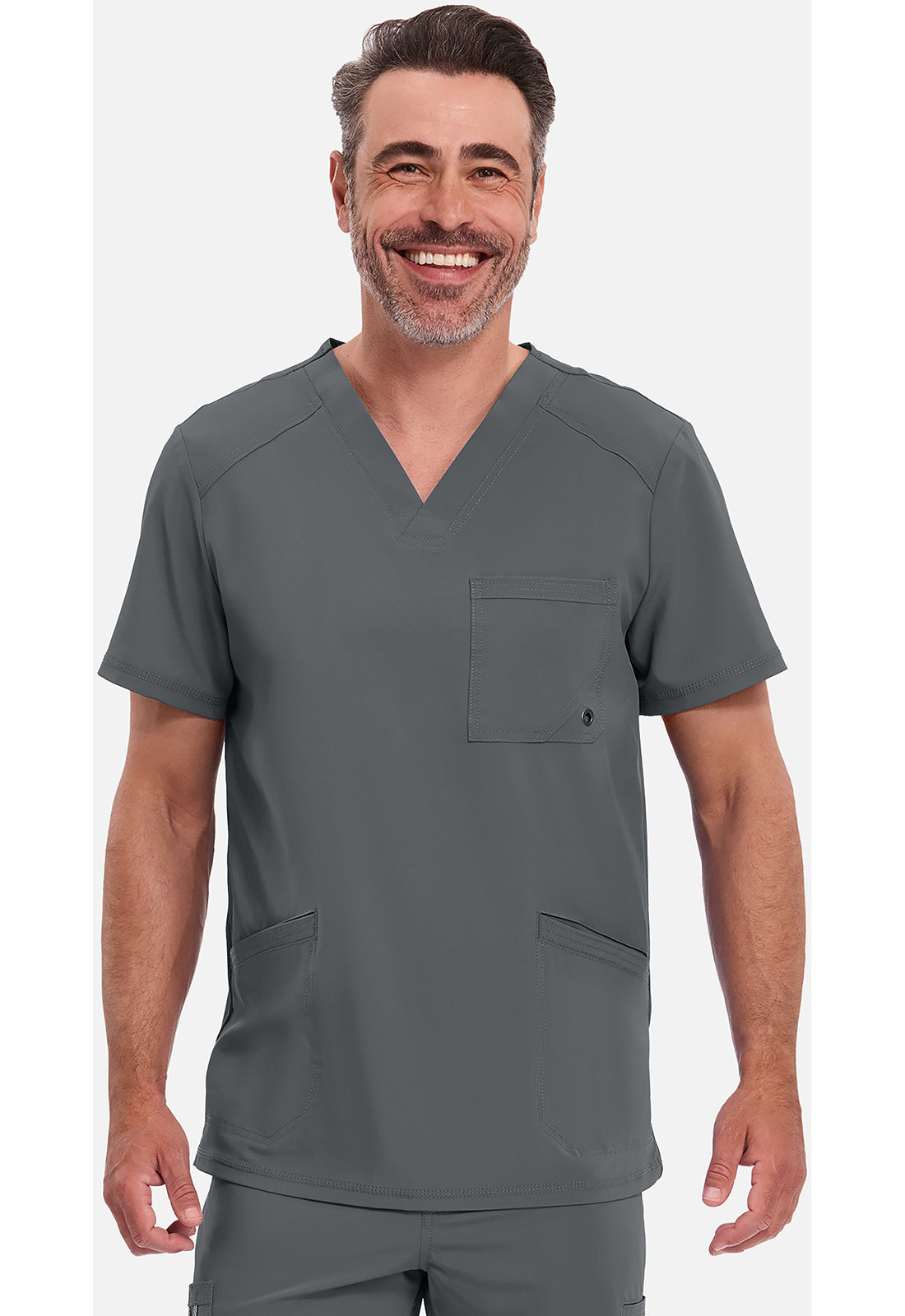 Heren T-shirt met V-hals met ribgebreide panelen en 360° stretch CKE900A