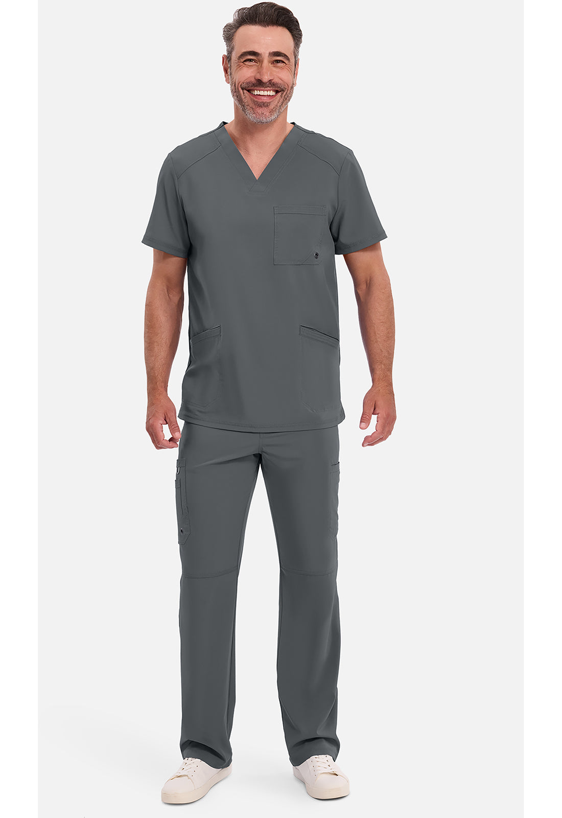 Heren T-shirt met V-hals met ribgebreide panelen en 360° stretch CKE900A