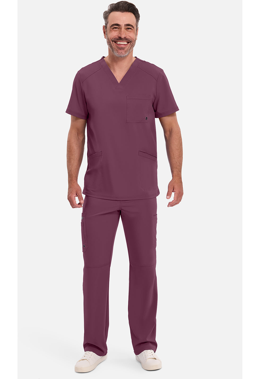 Heren T-shirt met V-hals met ribgebreide panelen en 360° stretch CKE900A
