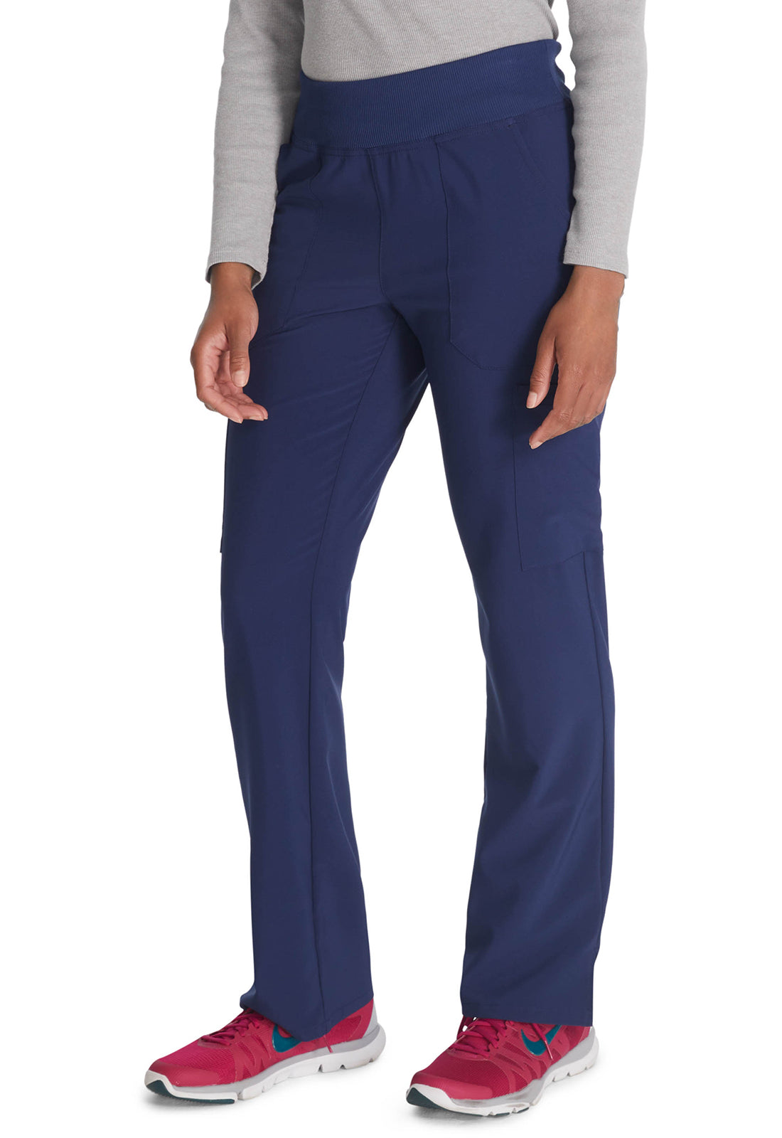 Pull-on broek met normale taille en taps toelopende pijpen met elastische tailleband en 360° stretch