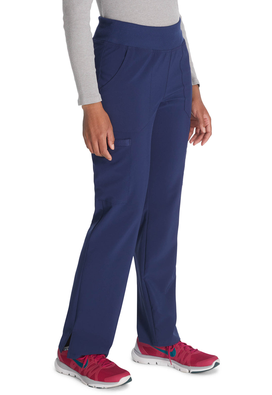 Pull-on broek met normale taille en taps toelopende pijpen met elastische tailleband en 360° stretch