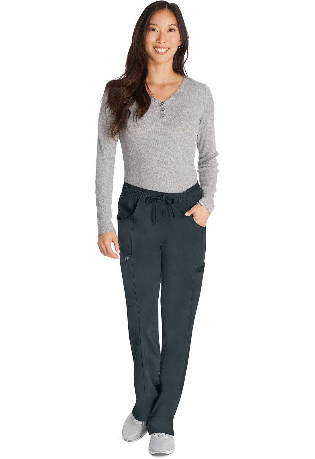 Dickies Middelhoge taille broek met rechte pijpen en trekkoord dames en cargozakken DKE010