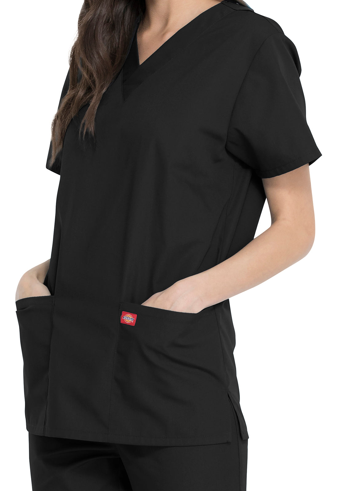 Unisex top en broek set met V-hals en taps toelopende broek met trekkoord
