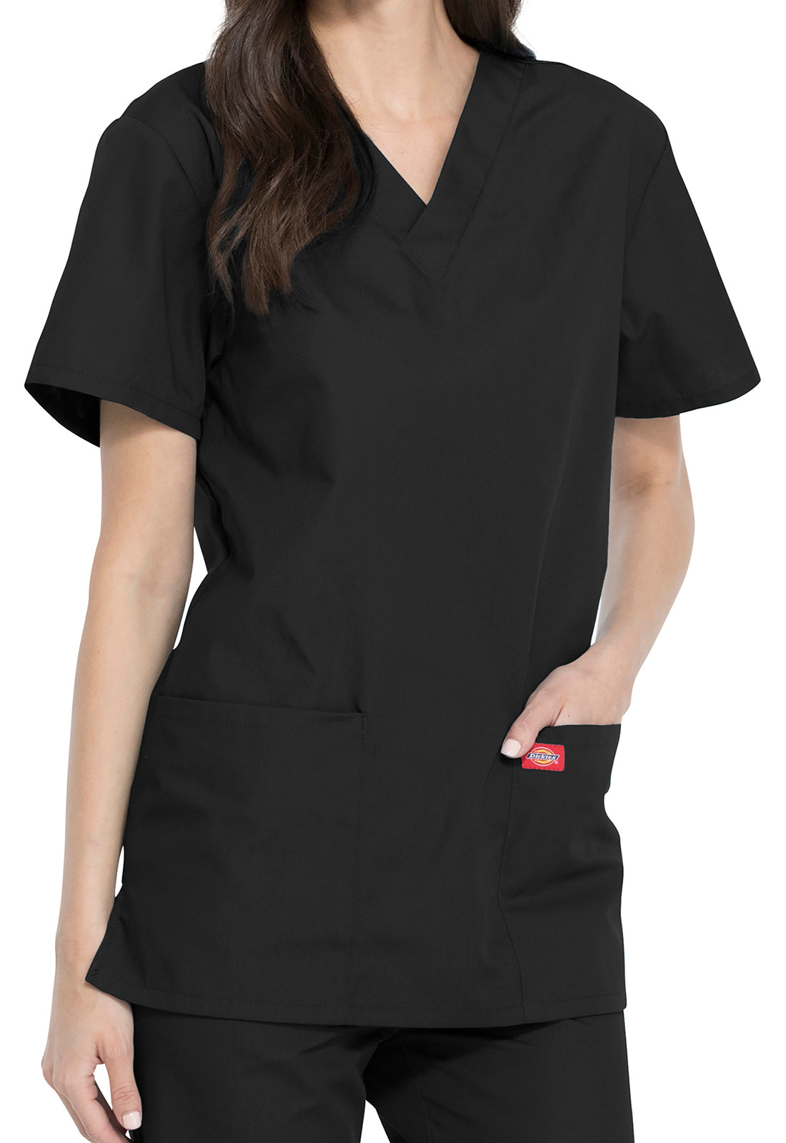 Unisex top en broek set met V-hals en taps toelopende broek met trekkoord
