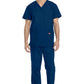 Unisex top en broek set met V-hals en taps toelopende broek met trekkoord