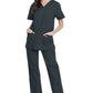 Unisex top en broek set met V-hals en taps toelopende broek met trekkoord