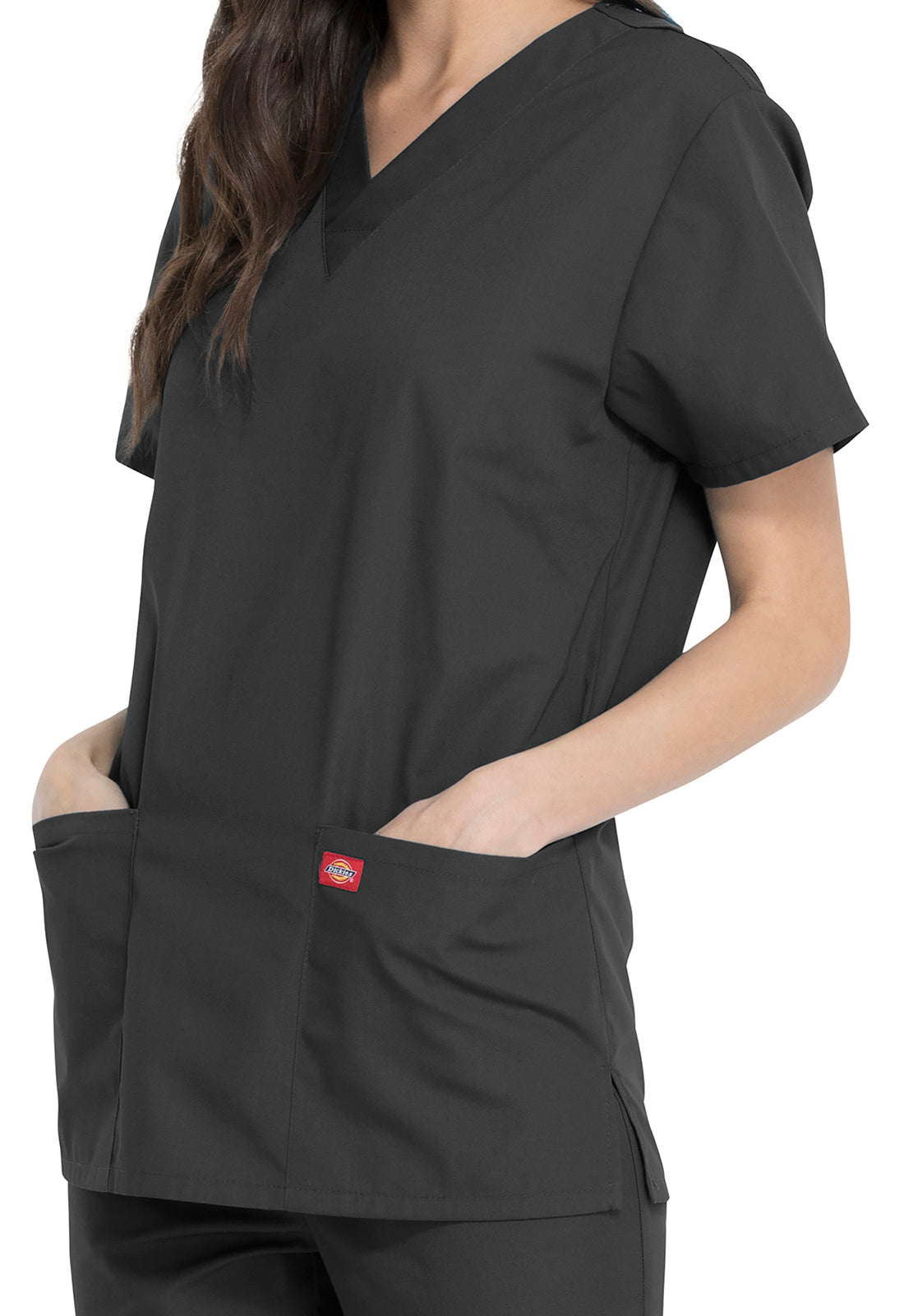 Unisex top en broek set met V-hals en taps toelopende broek met trekkoord