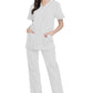 Unisex top en broek set met V-hals en taps toelopende broek met trekkoord
