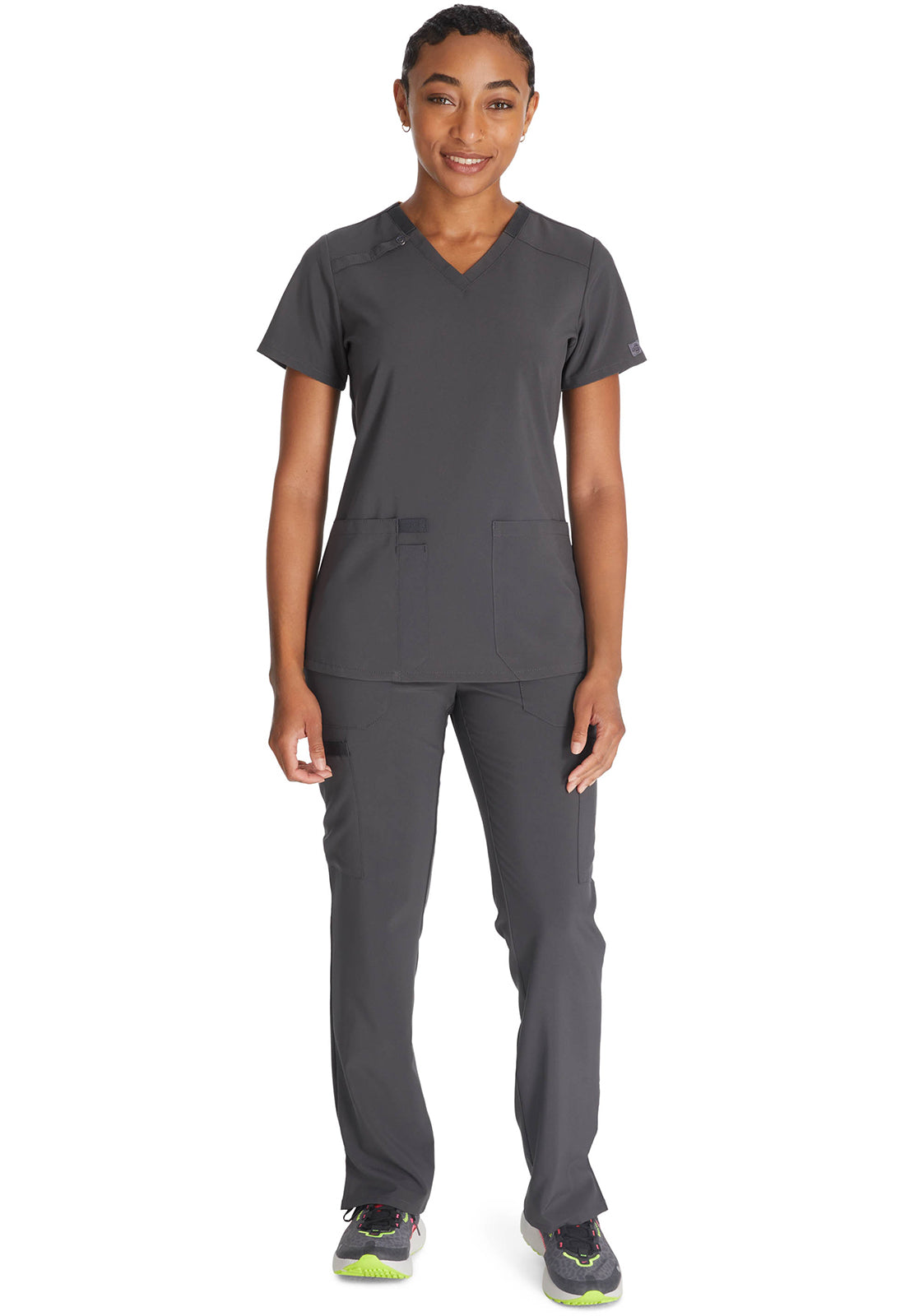 Top met V-hals dames met moderne pasvorm en 360° stretch