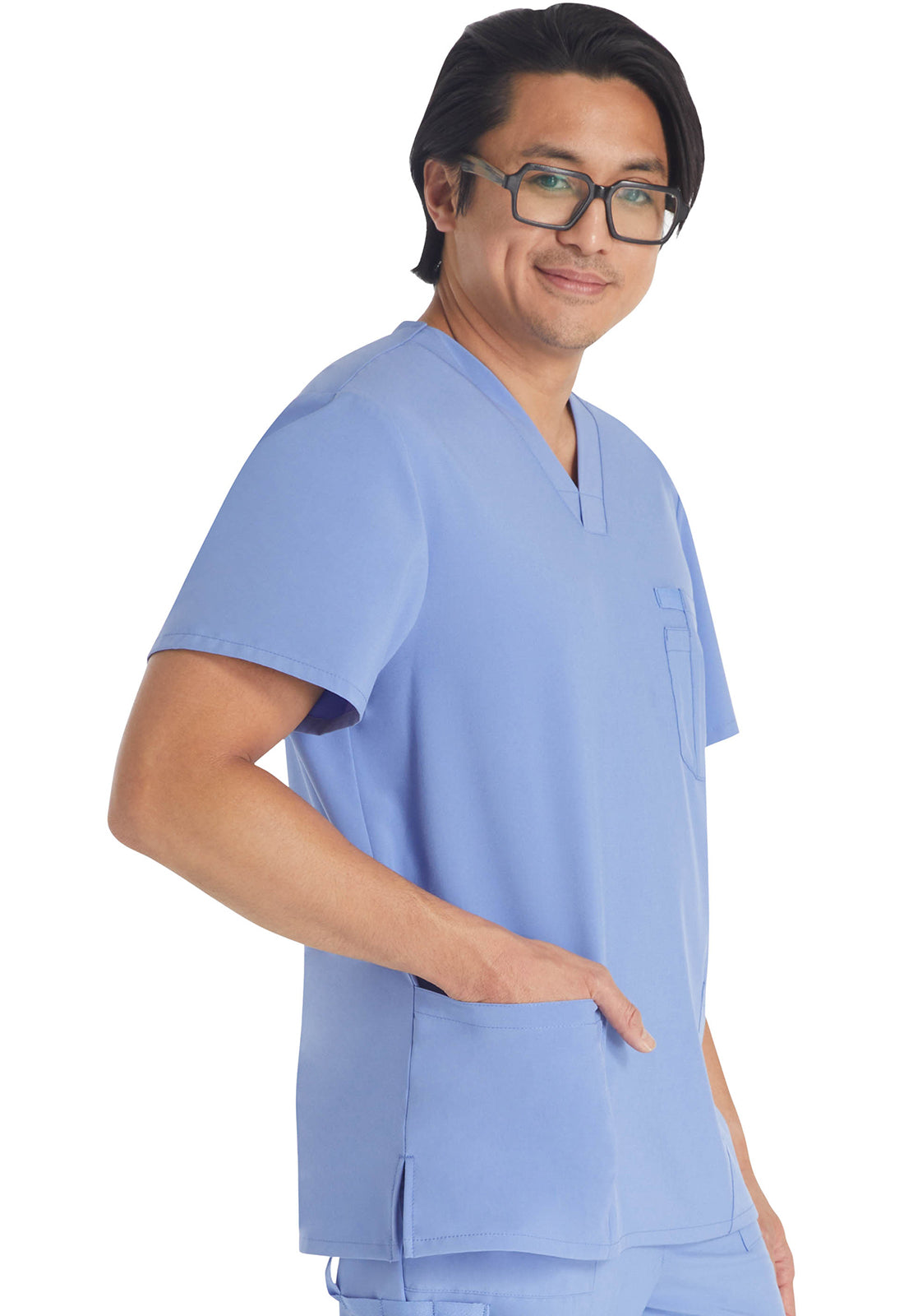 Heren T-shirt met V-hals met moderne pasvorm en 360° stretch