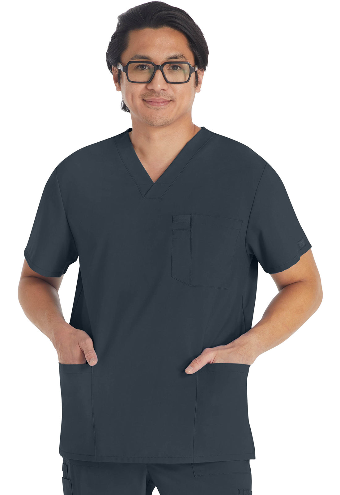 Heren T-shirt met V-hals met moderne pasvorm en 360° stretch