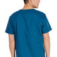 Unisex top met V-hals die in de broek gedragen kan worden met borstzak en zijsplitten