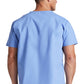 Unisex top met V-hals die in de broek gedragen kan worden met borstzak en zijsplitten