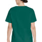 Unisex top met V-hals die in de broek gedragen kan worden met borstzak en zijsplitten