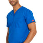 Unisex top met V-hals die in de broek gedragen kan worden met borstzak en zijsplitten